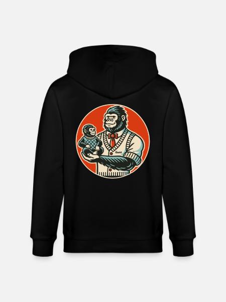 Papa gorille avec bébé - Veste à capuche bio CULTIVATOR Stanley/Stella Unisexe - noir