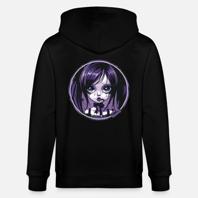 Gothic Chibi Mädchen – Dunkle Ästhetik - Stanley/Stella Unisex Bio-Kapuzenjacke CULTIVATOR  - Schwarz