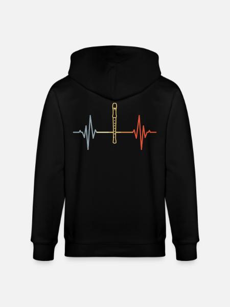 Flute Heartbeat Retro - Stanley/Stella CULTIVATOR  Unisex Organic Hooded Jacket - black