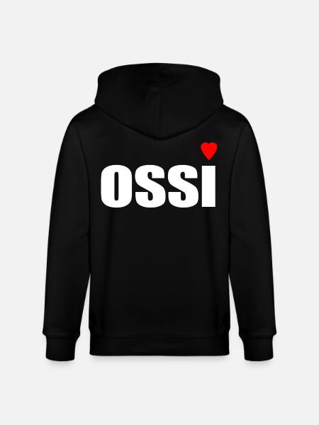 Ossi with heart red - Stanley/Stella CULTIVATOR  Unisex Organic Hooded Jacket - black