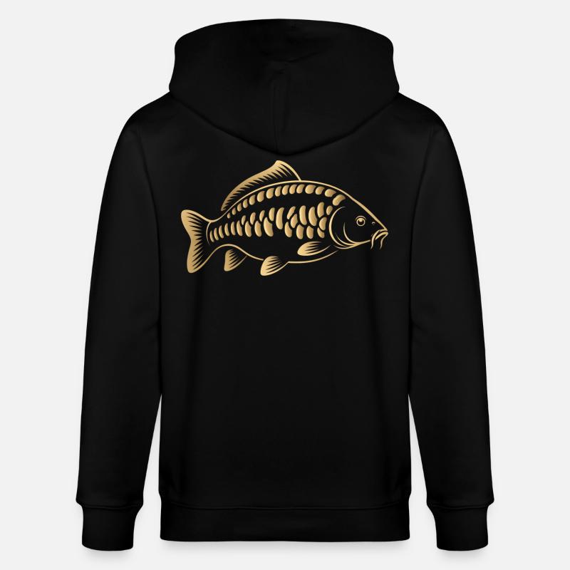 Karpfenfisch minimalistisches Angeldesign - Stanley/Stella Unisex Bio-Kapuzenjacke CULTIVATOR  - Schwarz