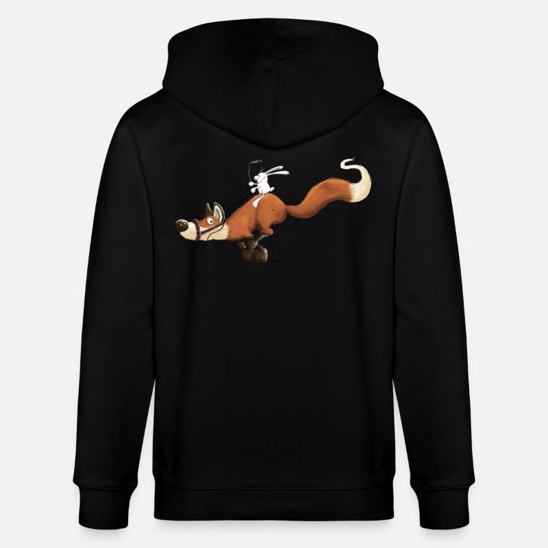 Rabbit riding a fox - Stanley/Stella CULTIVATOR  Unisex Organic Hooded Jacket - black