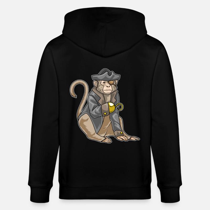 Monkey Pirate Hook Hand - Stanley/Stella CULTIVATOR Unisex Organic Hooded Jacket - black
