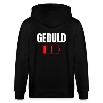 Geduld - Stanley/Stella Unisex Bio-Kapuzenjacke CULTIVATOR  - Schwarz - Hinten - Anna (173cm)