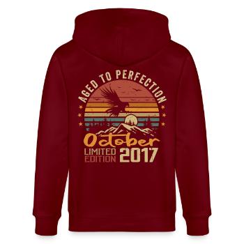 Vintage Octobre 2017 - Cadeau Rétro Octobre 2017 - Veste à capuche bio CULTIVATOR Stanley/Stella Unisexe - bordeaux - Dos - Anna (173cm)