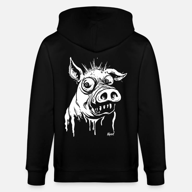 funny horror pig - Stanley/Stella CULTIVATOR Unisex Organic Hooded Jacket - black
