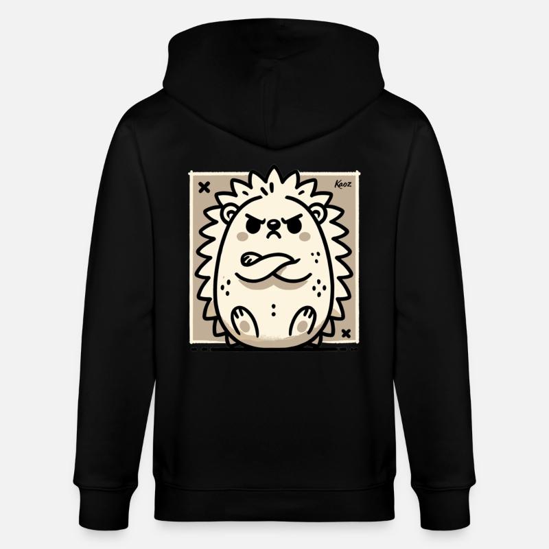 Hérisson mignon boudeur et offensé - Veste à capuche bio CULTIVATOR Stanley/Stella Unisexe - noir