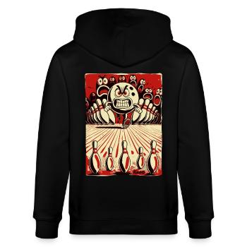 Bowling-Showdown: Bowling Kugel gegen Kegel - Stanley/Stella Unisex Bio-Kapuzenjacke CULTIVATOR  - Schwarz - Hinten - Anna (173cm)
