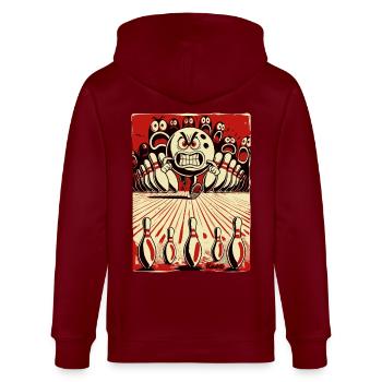 Bowling-Showdown: Bowling Kugel gegen Kegel - Stanley/Stella Unisex Bio-Kapuzenjacke CULTIVATOR  - Burgunderrot - Hinten - Anna (173cm)
