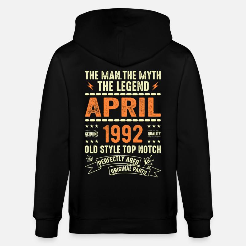 april 1992, APRIL 1992 - Stanley/Stella Unisex Bio-Kapuzenjacke CULTIVATOR - Schwarz