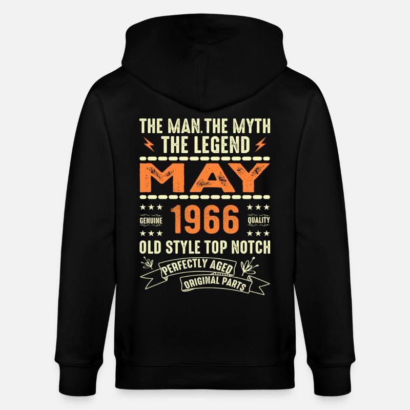 Birthday May 1966 - May 1966 - Stanley/Stella CULTIVATOR  Unisex Organic Hooded Jacket - black