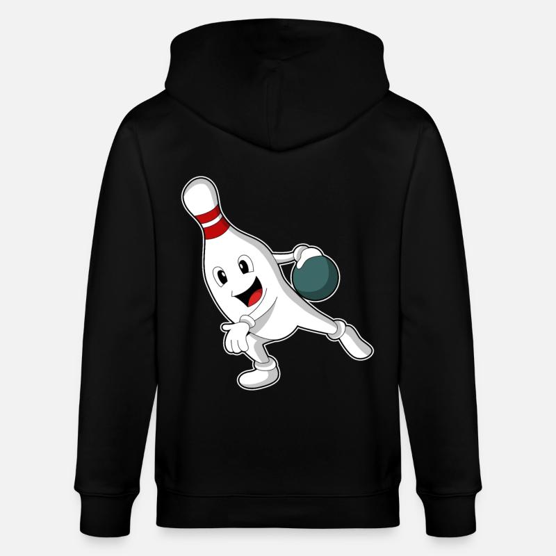 Bowling-Pin beim Bowling mit Bowlingkugel - Stanley/Stella Unisex Bio-Kapuzenjacke CULTIVATOR  - Schwarz