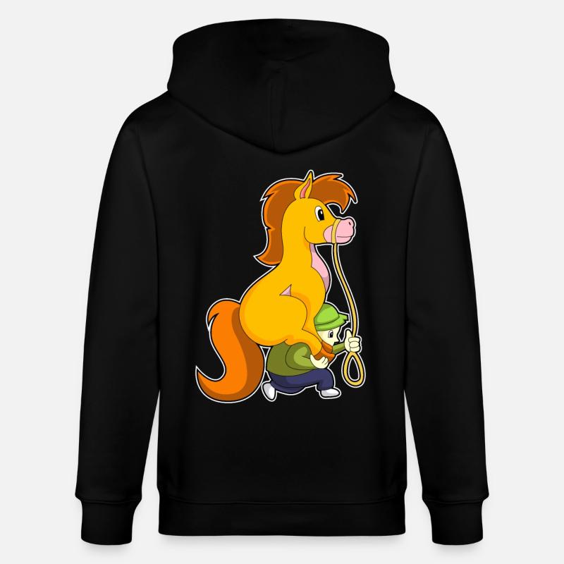 Pferd mit Junge - Stanley/Stella Unisex Bio-Kapuzenjacke CULTIVATOR  - Schwarz