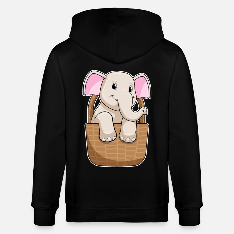 Éléphant avec panier - Veste à capuche bio CULTIVATOR Stanley/Stella Unisexe - noir