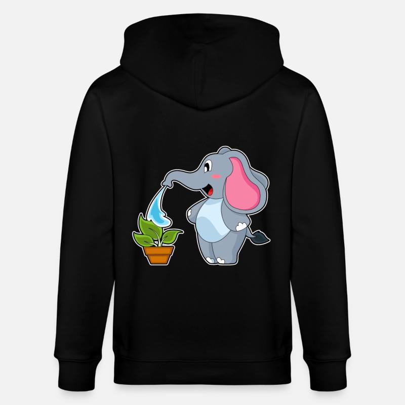 Éléphant avec plante - Veste à capuche bio CULTIVATOR Stanley/Stella Unisexe - noir
