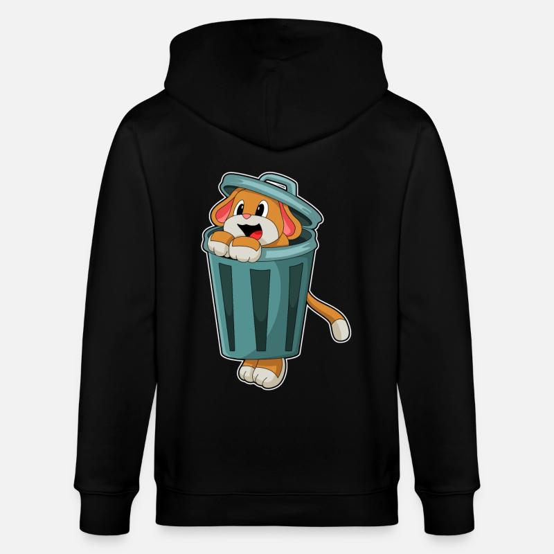 Hund mit Mülleimer - Stanley/Stella Unisex Bio-Kapuzenjacke CULTIVATOR - Schwarz