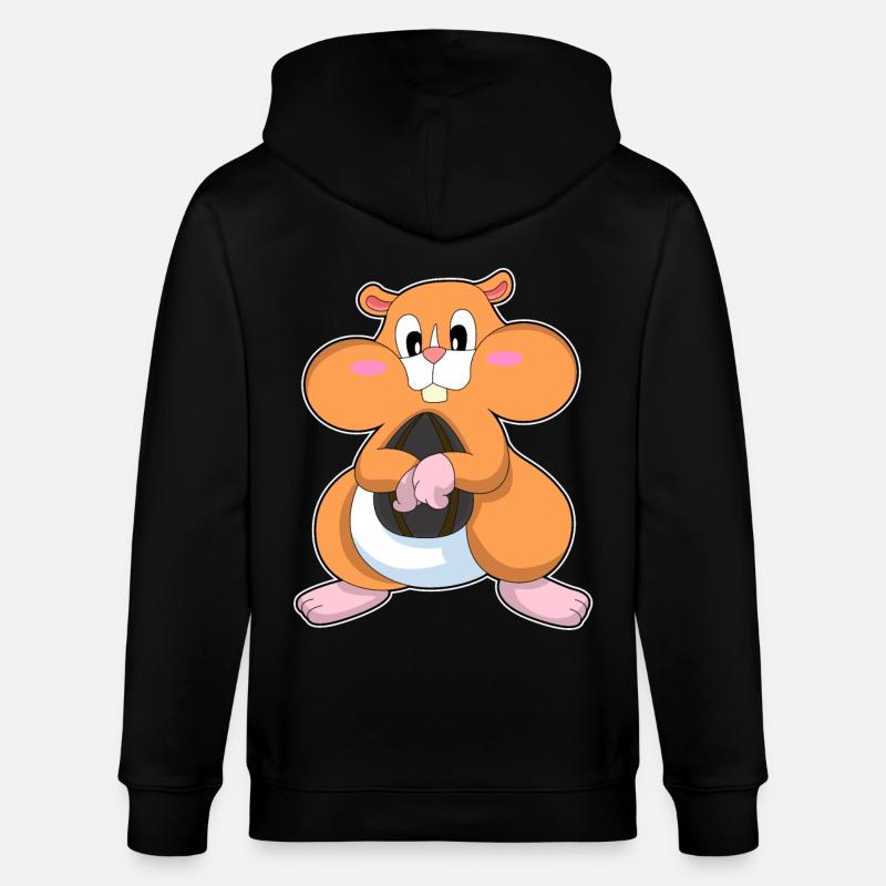 Hamster mit Wallnuss - Stanley/Stella Unisex Bio-Kapuzenjacke CULTIVATOR  - Schwarz