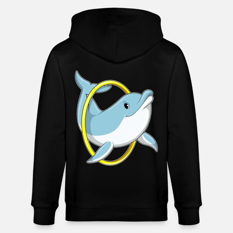 Delfin mit Ring - Stanley/Stella Unisex Bio-Kapuzenjacke CULTIVATOR  - Schwarz