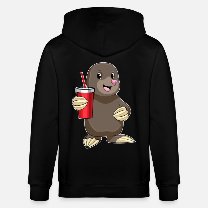 Mole with drinking cup - Stanley/Stella CULTIVATOR Unisex Organic Hooded Jacket - black