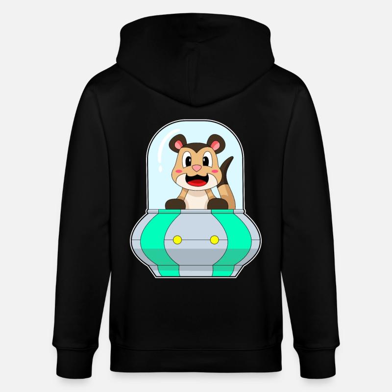 Erdmännchen mit Schiff - Stanley/Stella Unisex Bio-Kapuzenjacke CULTIVATOR  - Schwarz