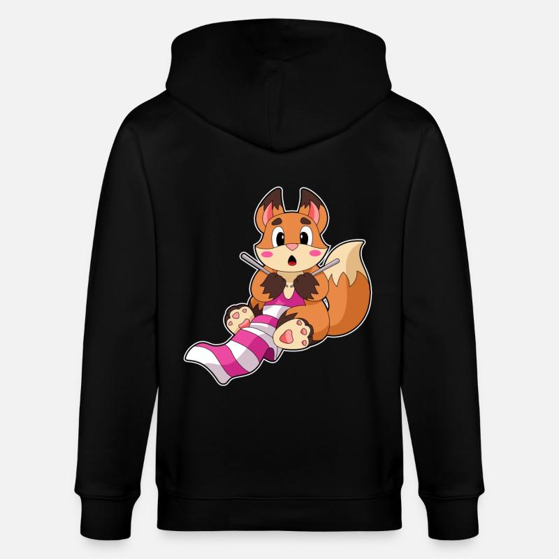 Fuchs mit Schal - Stanley/Stella Unisex Bio-Kapuzenjacke CULTIVATOR  - Schwarz