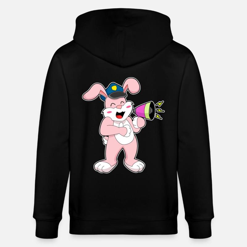 Rabbit Policier Microphone - Veste à capuche bio CULTIVATOR Stanley/Stella Unisexe - noir