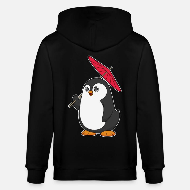 Pinguin Regenschirm - Stanley/Stella Unisex Bio-Kapuzenjacke CULTIVATOR  - Schwarz