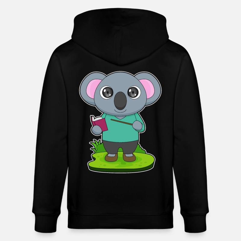 Koala Teacher Pointer - Stanley/Stella CULTIVATOR  Unisex Organic Hooded Jacket - black
