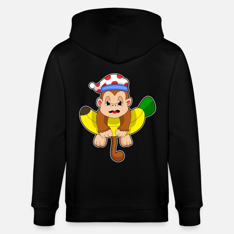 Monkey Sleeping Night Hat - Stanley/Stella CULTIVATOR Unisex Organic Hooded Jacket - black