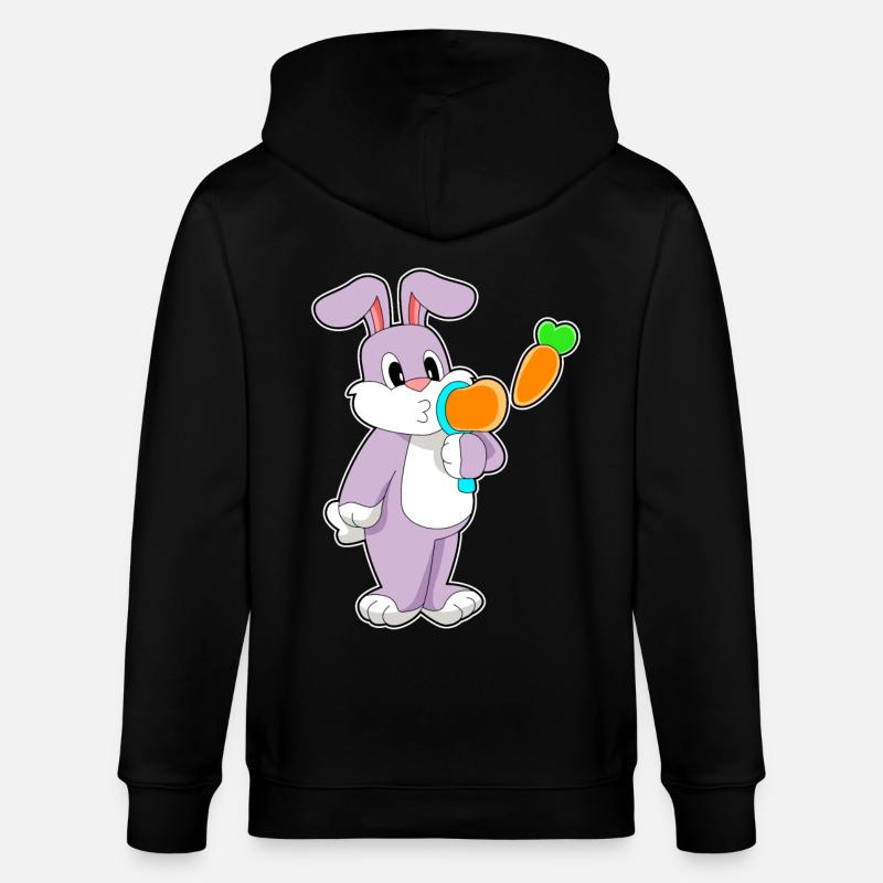 Rabbit Soap Bubbles Carrot - Stanley/Stella CULTIVATOR Unisex Organic Hooded Jacket - black