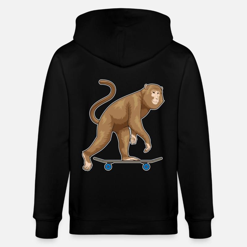 Monkey Skater Skateboard - Veste à capuche bio CULTIVATOR Stanley/Stella Unisexe - noir