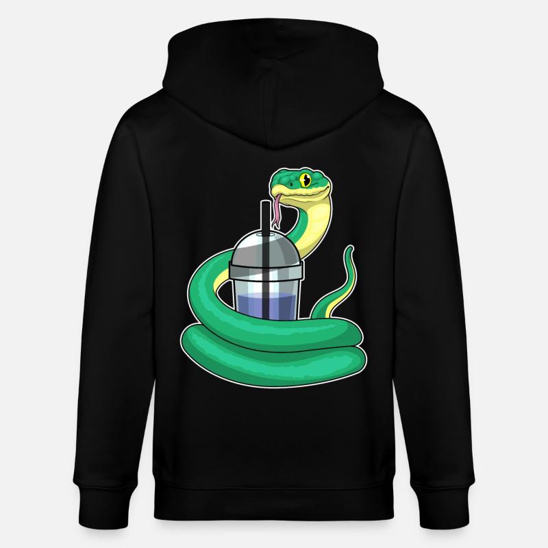 Snake Bubble Tea - Stanley/Stella CULTIVATOR  Unisex Organic Hooded Jacket - black