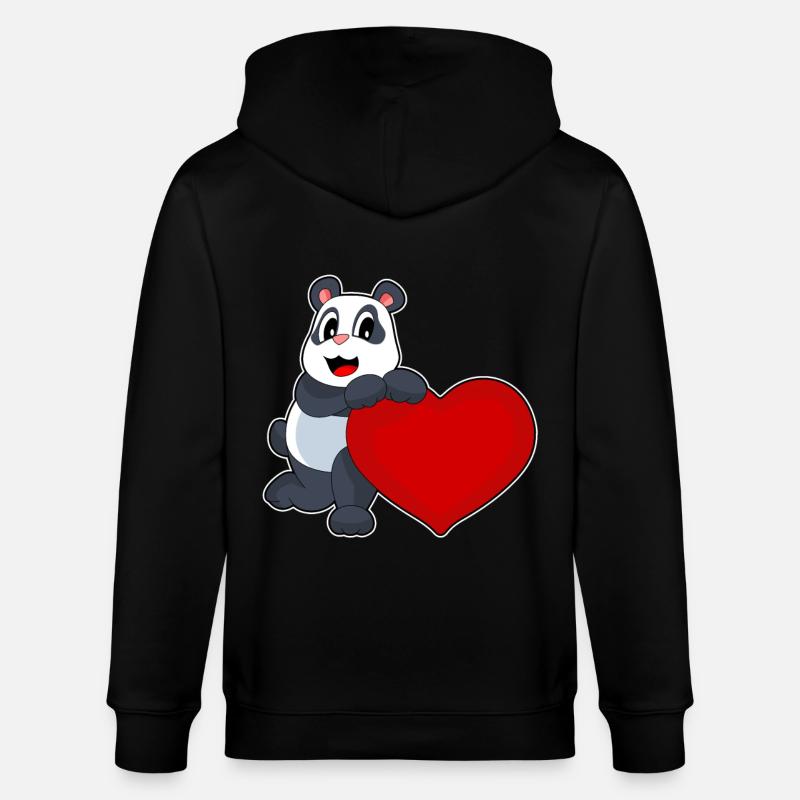 Cœur de panda - Veste à capuche bio CULTIVATOR Stanley/Stella Unisexe - noir
