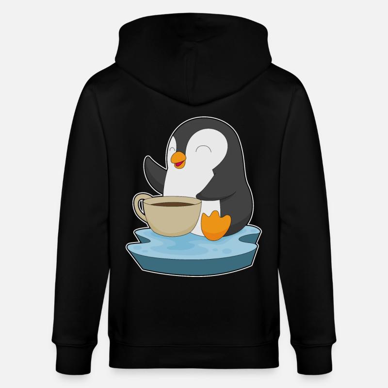 Pinguin Kaffee Tasse - Stanley/Stella Unisex Bio-Kapuzenjacke CULTIVATOR - Schwarz