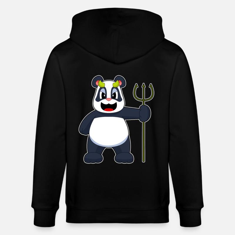 Panda Halloween Diable - Veste à capuche bio CULTIVATOR Stanley/Stella Unisexe - noir