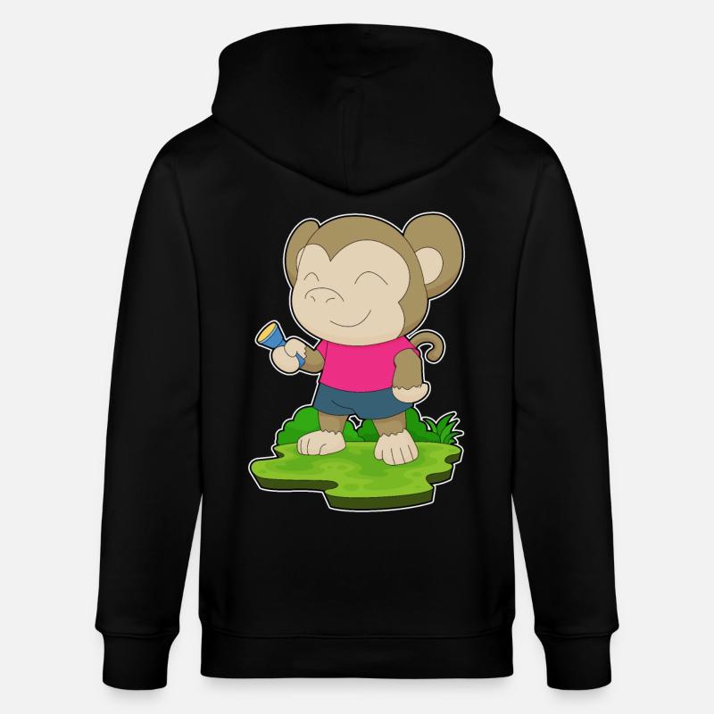 Monkey Flashlight - Stanley/Stella CULTIVATOR  Unisex Organic Hooded Jacket - black