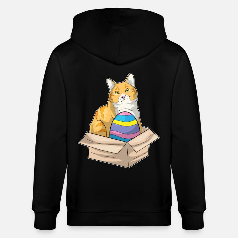 Cat Easter Easter Egg - Stanley/Stella CULTIVATOR Unisex Organic Hooded Jacket - black