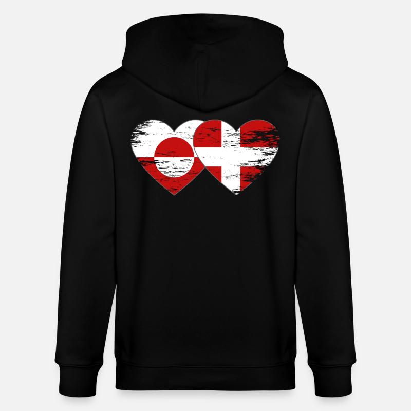 Cœur du drapeau du Groenland-Danemark utilisé - Veste à capuche bio CULTIVATOR Stanley/Stella Unisexe - noir