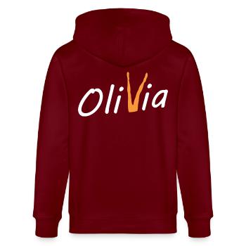 Olivia Bein - Stanley/Stella Unisex Bio-Kapuzenjacke CULTIVATOR  - Burgunderrot - Hinten - Anna (173cm)