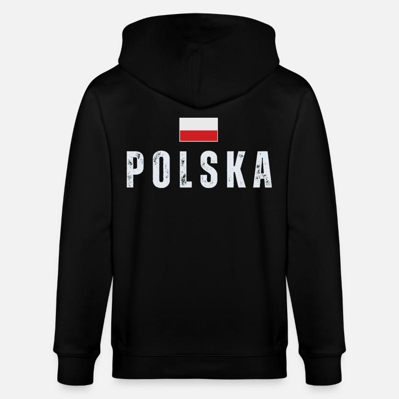 Polnische Flagge, Polnischer Stolz - Stanley/Stella Unisex Bio-Kapuzenjacke CULTIVATOR  - Schwarz