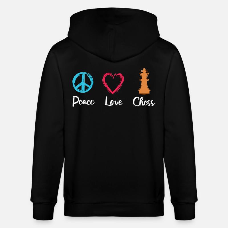 Paix Amour Échecs - Veste à capuche bio CULTIVATOR Stanley/Stella Unisexe - noir