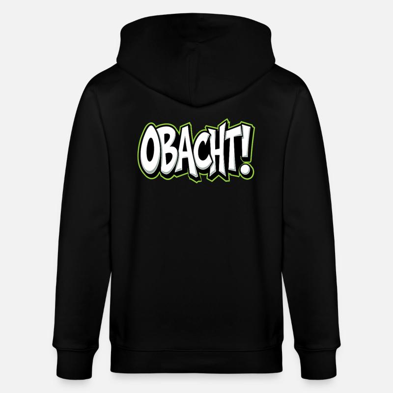 Caution Bavarian Saying Dialect Warning - Stanley/Stella CULTIVATOR  Unisex Organic Hooded Jacket - black