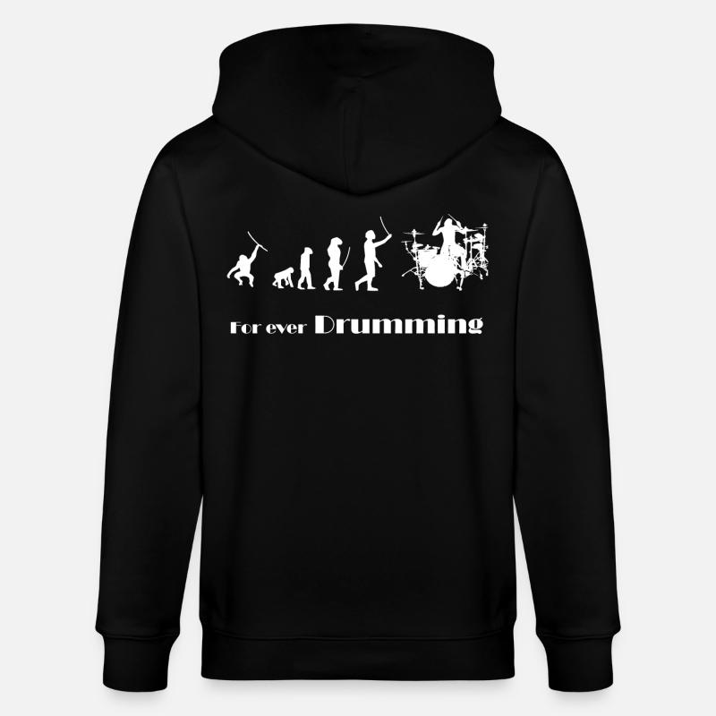 Evolution - Pour toujours jouer du tambour - Veste à capuche bio CULTIVATOR Stanley/Stella Unisexe - noir