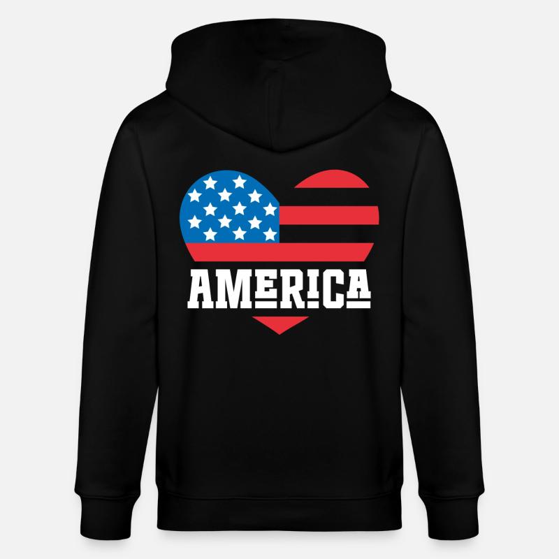 Drapeau de l’Amérique Coeur - Veste à capuche bio CULTIVATOR Stanley/Stella Unisexe - noir