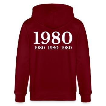 1980 - Stanley/Stella Unisex Bio-Kapuzenjacke CULTIVATOR  - Burgunderrot - Hinten - Anna (173cm)