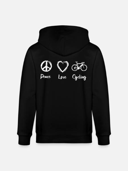 Peace Love Cycling - Stanley/Stella CULTIVATOR  Unisex Organic Hooded Jacket - black
