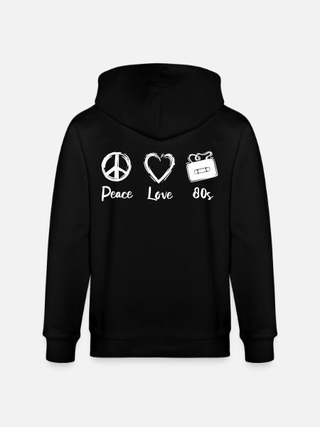 Peace Love 80s - Stanley/Stella CULTIVATOR  Unisex Organic Hooded Jacket - black