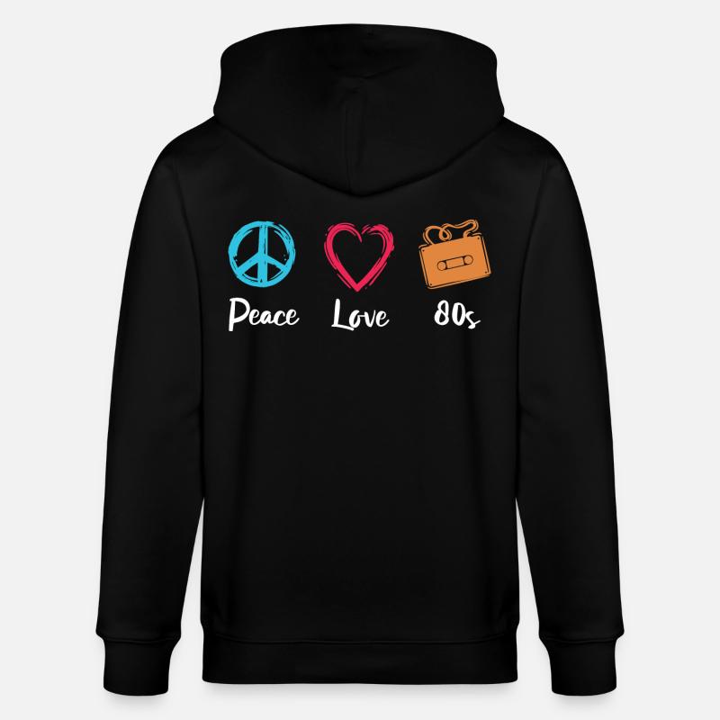 Paix Amour Années 80 - Veste à capuche bio CULTIVATOR Stanley/Stella Unisexe - noir