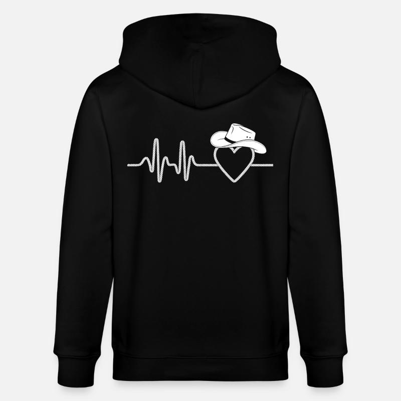 Herzschlag mit Hut Silhouette - Stanley/Stella Unisex Bio-Kapuzenjacke CULTIVATOR  - Schwarz