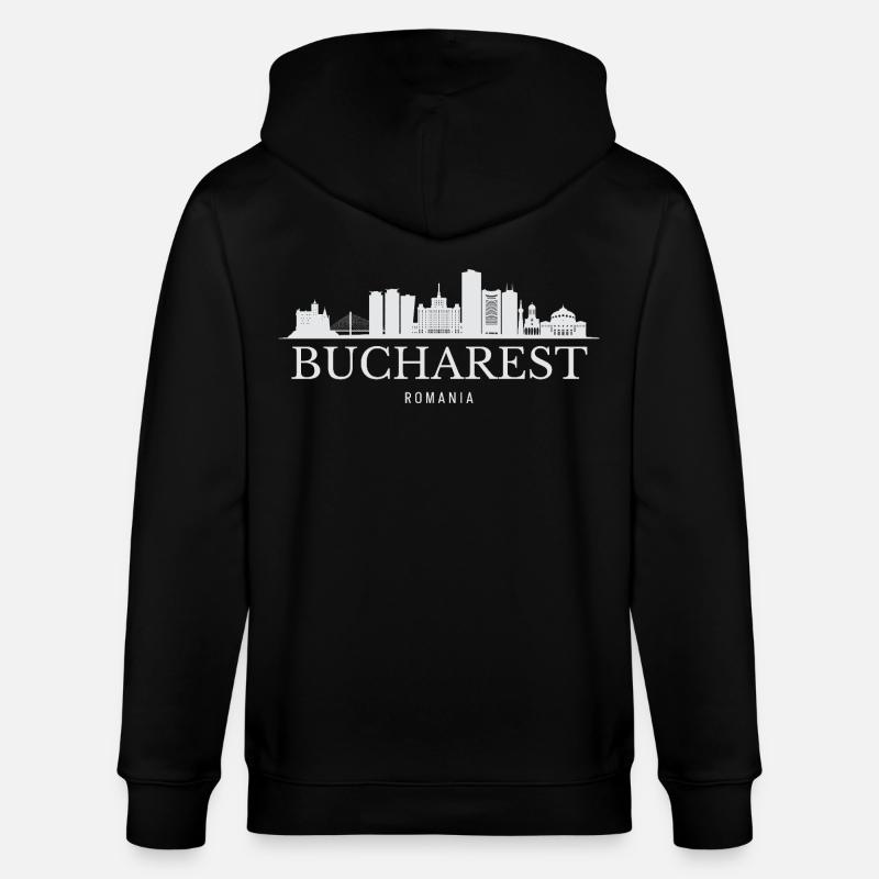 Silhouette de Bucarest, Roumanie de Bucarest - Veste à capuche bio CULTIVATOR Stanley/Stella Unisexe - noir